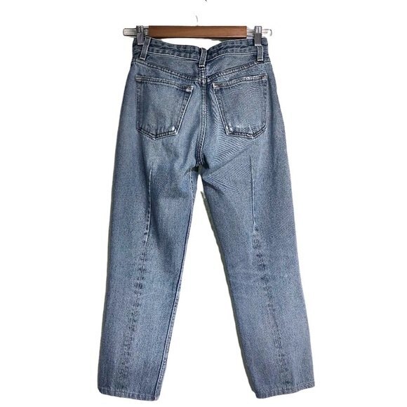 Reformation French Skinny Distressed Baltic Wash High Rise Denim Jeans - Picture 5 of 10